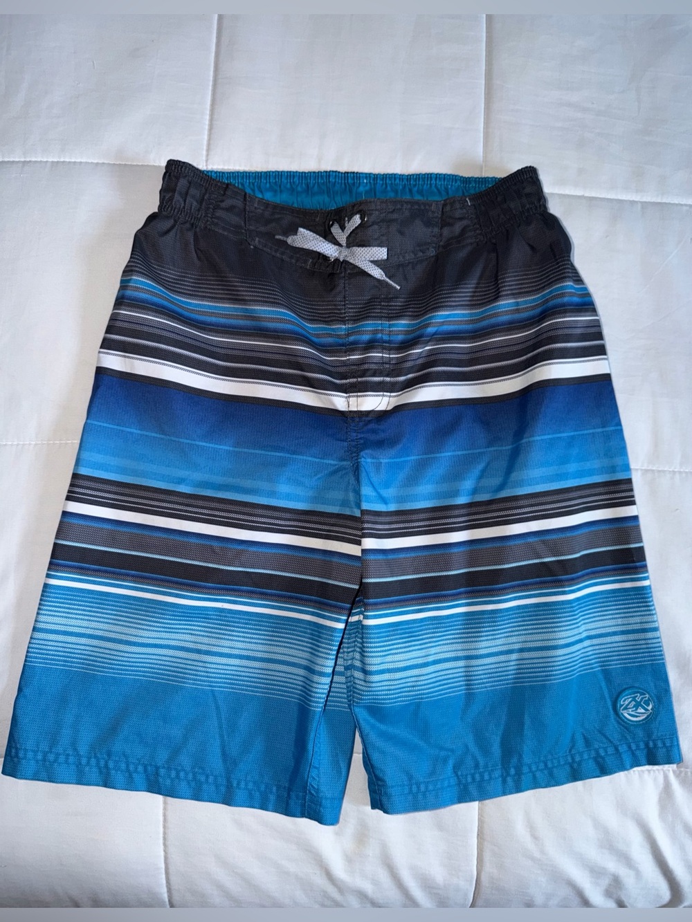 Boys Blue Striped Swim Trunks - Large